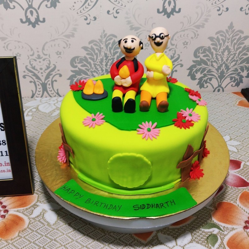 Motu Patlu Garden Cake | Custom Cake Bakery - CrÔøΩme Castle – Creme Castle