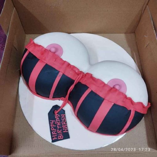 Black and Red Bra Naughty Cake