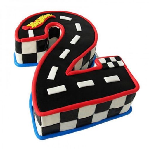 2 Number Racing Track Fondant Cake