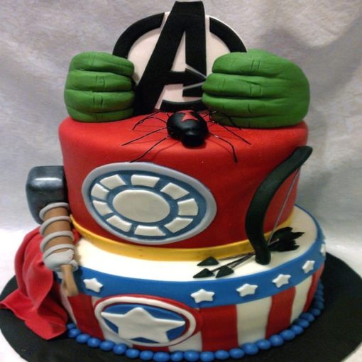 2 Tier Avengers Theme Fondant Cake