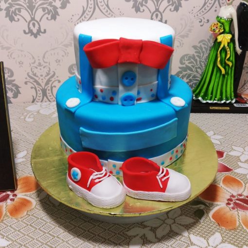 2 Tier Blue Baby Shower Fondant Cake