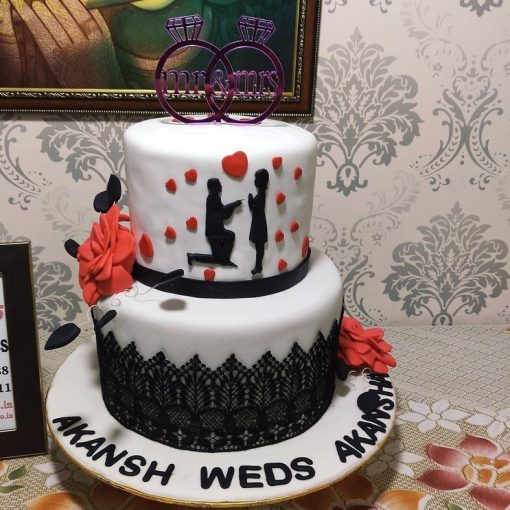 2 Tier Engagement Fondant Cake