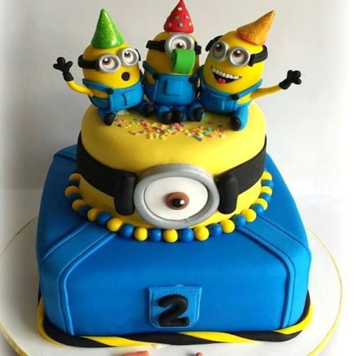 2 Tier Minions Fondant Cake