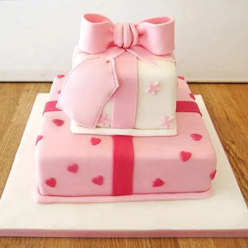 2 Tier Pink Gift Box Cake