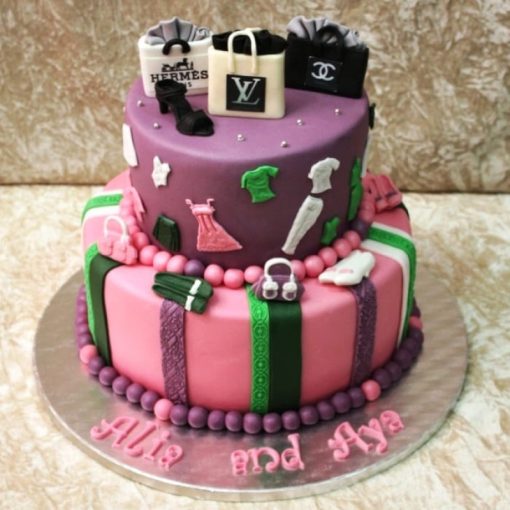 2 Tier Shopping Theme Fondant Cake