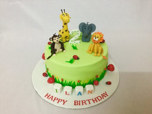 Animal Theme 2nd Birthday Cake