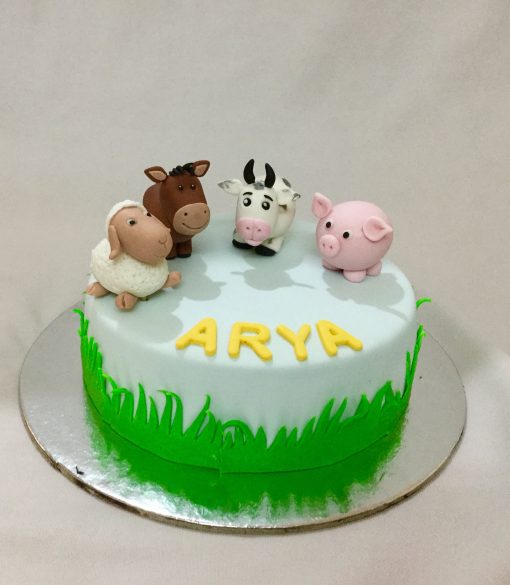 Farm Animals Theme Birthday Cake