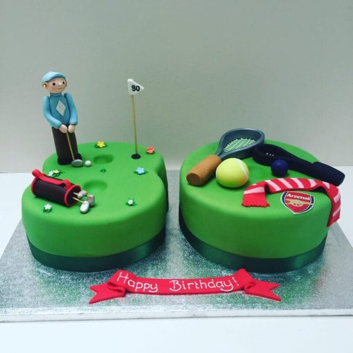 Sports Man 80th Birthday Cake