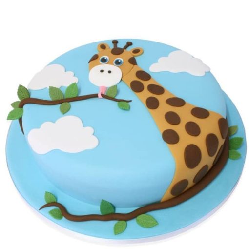 Giraffe in Clouds Fondant Cake