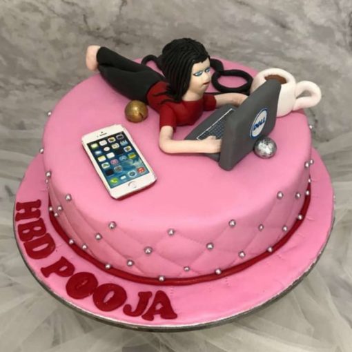 Workaholic Girl Birthday Cake