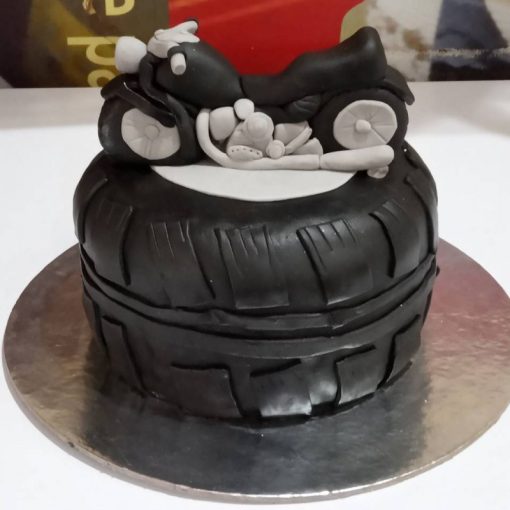 Bike on Tyre Fondant Cake