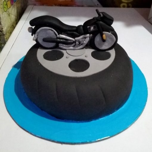 Bike Theme Customized Fondant Cake