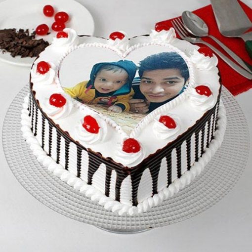 Black Forest Heart Photo Cake