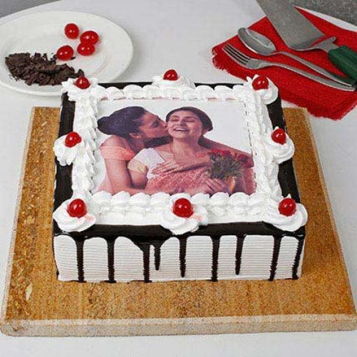 Black Forest Square Photo Cake