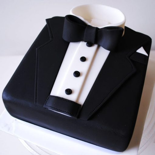 Black Tuxedo Shape Fondant Cake