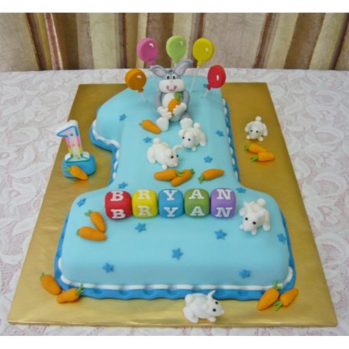 Bug Bunny Theme 1st Birthday Cake