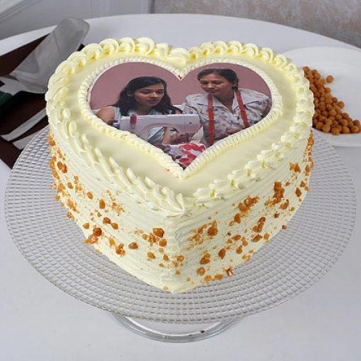 Butterscotch Heart Photo Cake