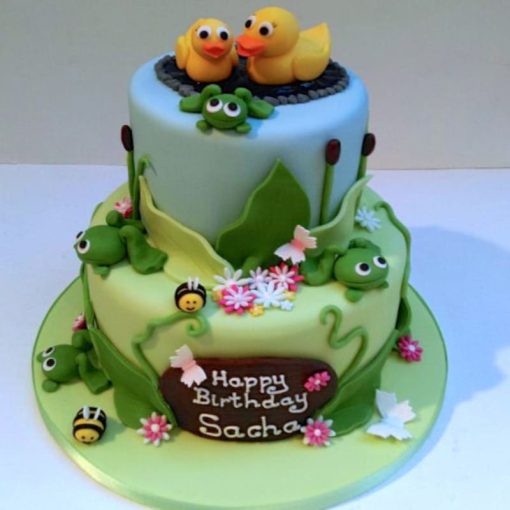 Duck Pond Theme Fondant Cake