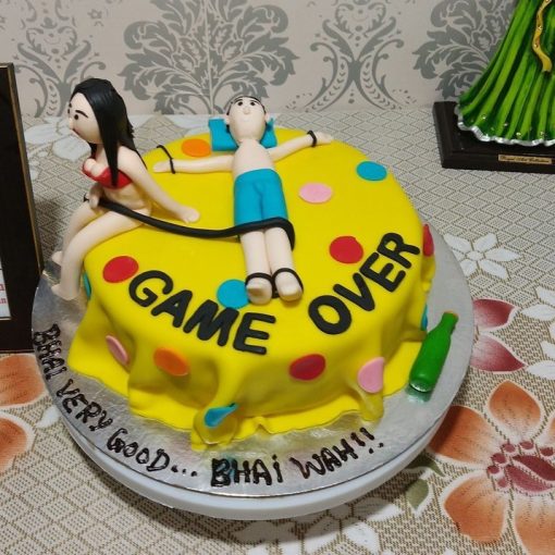 Game Over Theme Bachelor Party Cake