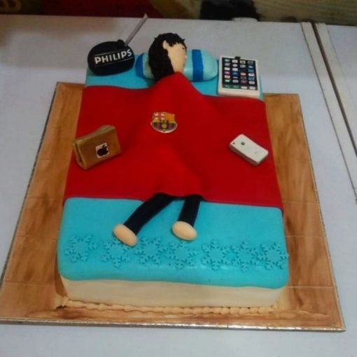 Guy Sleeping on Bed Theme Cake