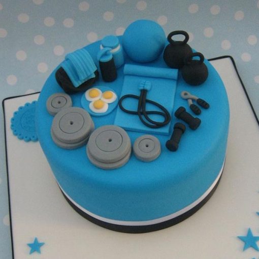 Gym Equipment Themed Fondant Cake