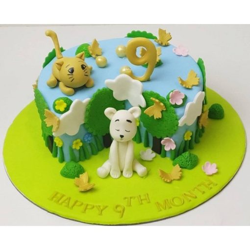 Happy 9 Month Theme Fondant Cake