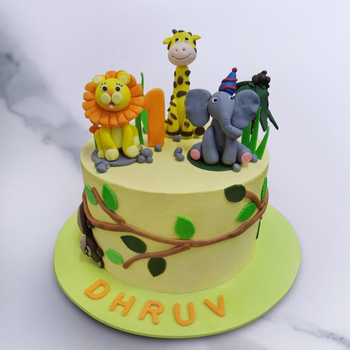 Jungle Theme Semi Fondant Cake