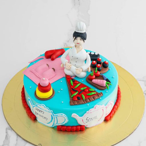 Lady Chef Fondant Cake