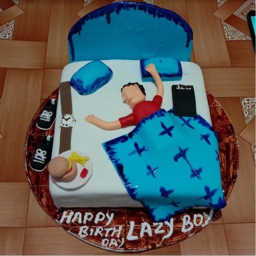 Lazy Boy Sleeping Fondant Cake