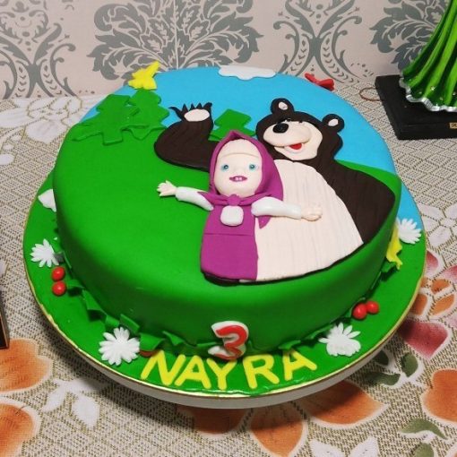 Masha and The Bear Theme Fondant Cake