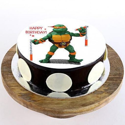 Michaelangelo Cartoon Photo Cake