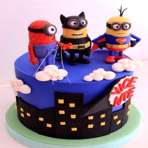 Minions As Avengers Fondant Cake