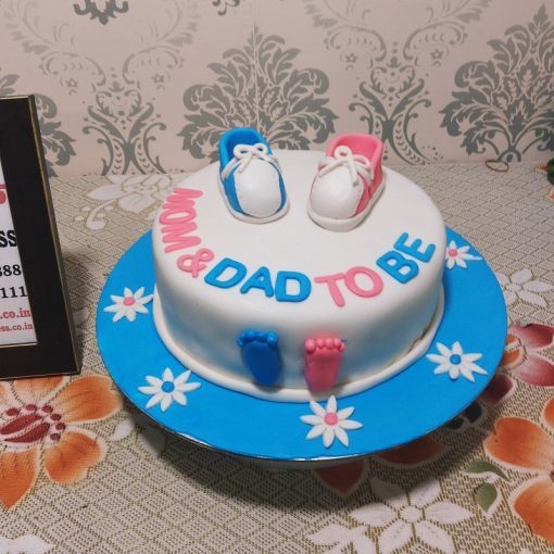 Mom and Dad to Be Fondant Cake