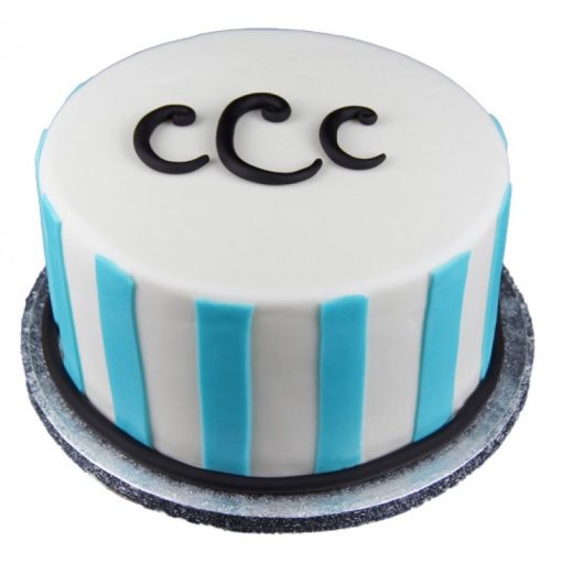 Monogram Stripes Fondant Cake