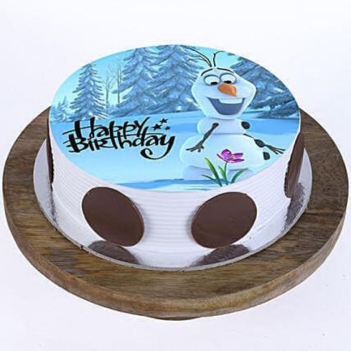 Olaf The Snowman Cartoon Photo Cake