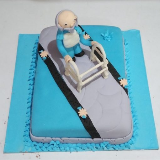 Old Man on Walker Birthday Cake