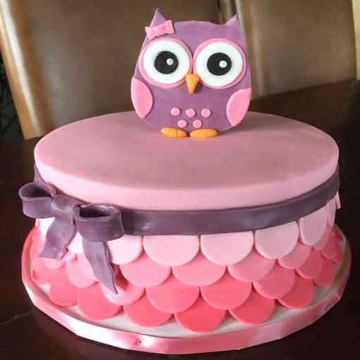 Owl Baby Shower Fondant Cake