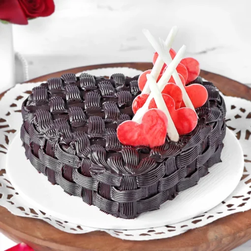 Basket Weave Heart Chocolate Cake