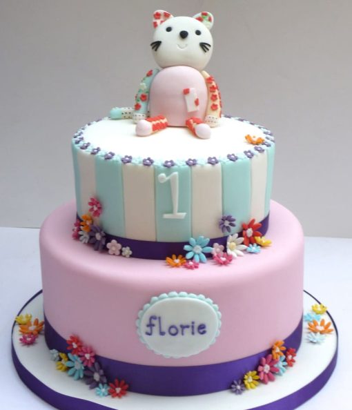 2 Tier Toy Cat Fondant Cake