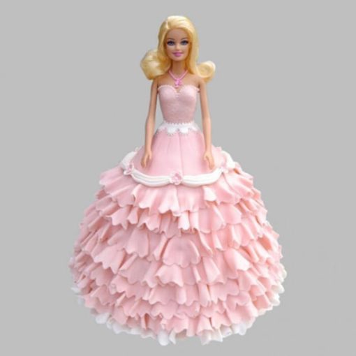 Pink Floral Barbie Fondant Cake