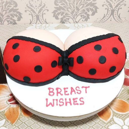 Polka Red Dot Bra Naughty Cake