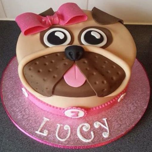 Pug Puppy Dog Face Fondant Cake