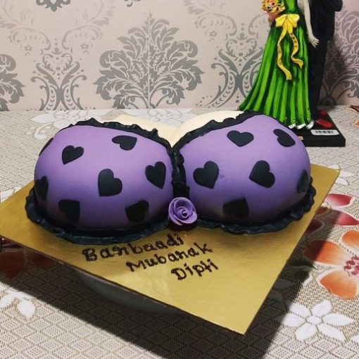 Purple Bra Polka Dot Fondant Cake