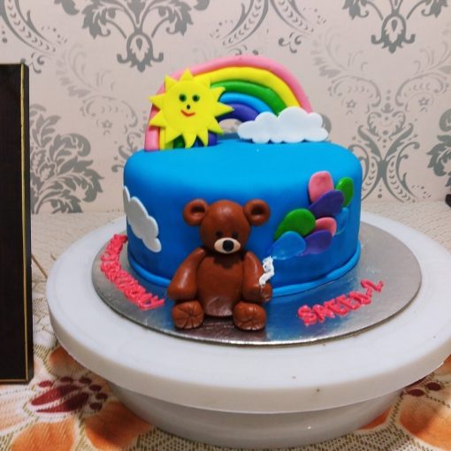 Rainbow Bear Fondant Cake