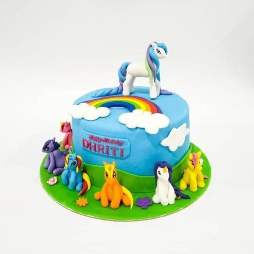 Rainbow Unicorn Fondant Cake