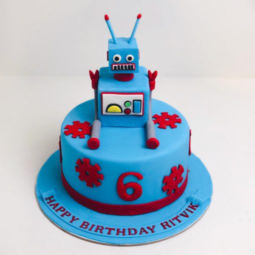 Robot Theme Designer Birthday Cake