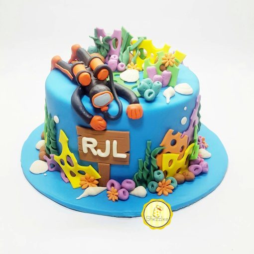 Scuba Diver Theme Fondant Cake