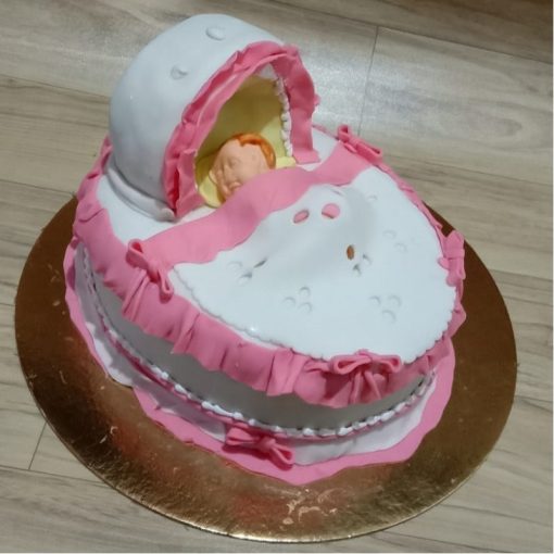 Sleeping Baby in Crib Fondant Cake