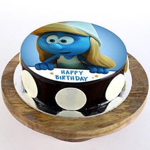 Smurfette Cartoon Photo Cake