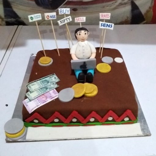 Stock Market Theme Fondant Cake